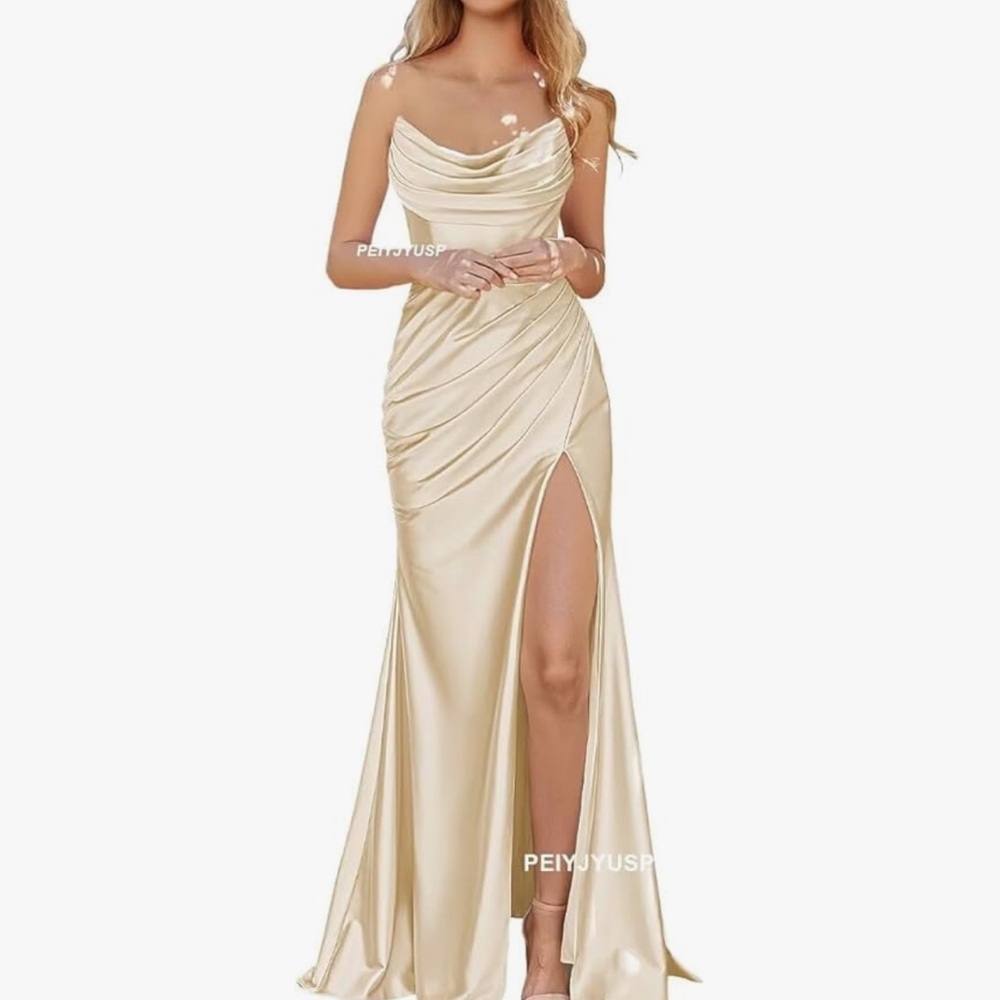 Elegant Champagne Evening Gown